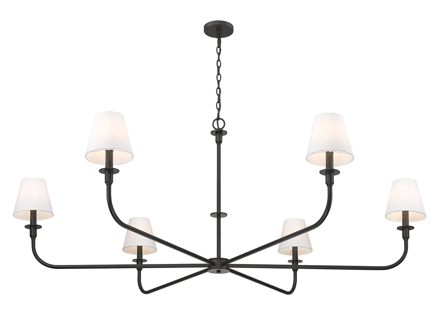 3049-62MB - Tova 6 Light 66" Chandelier - Matte Black