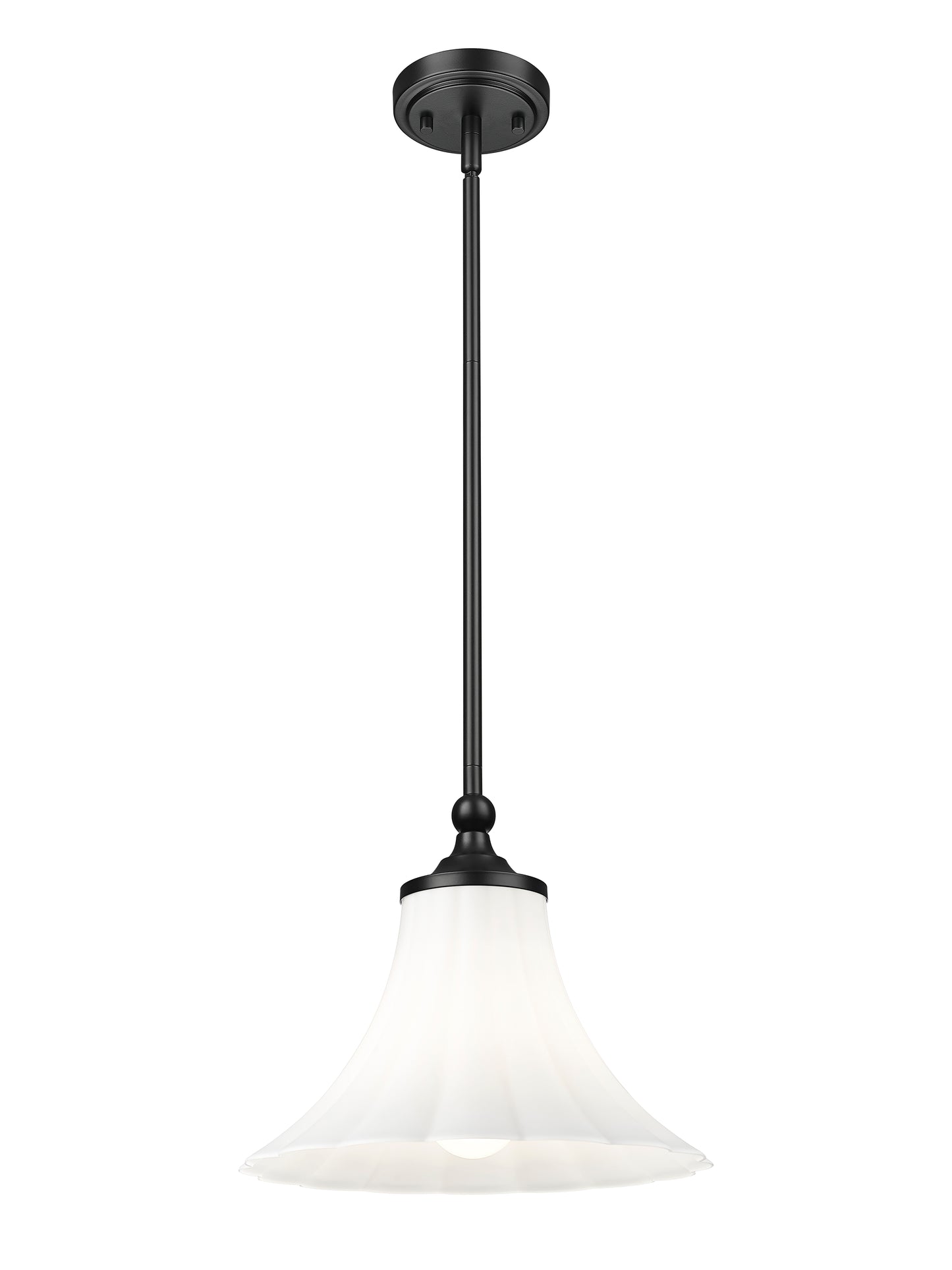 1958P12-MB - Fleur 1 Light 12" Pendant - Matte Black
