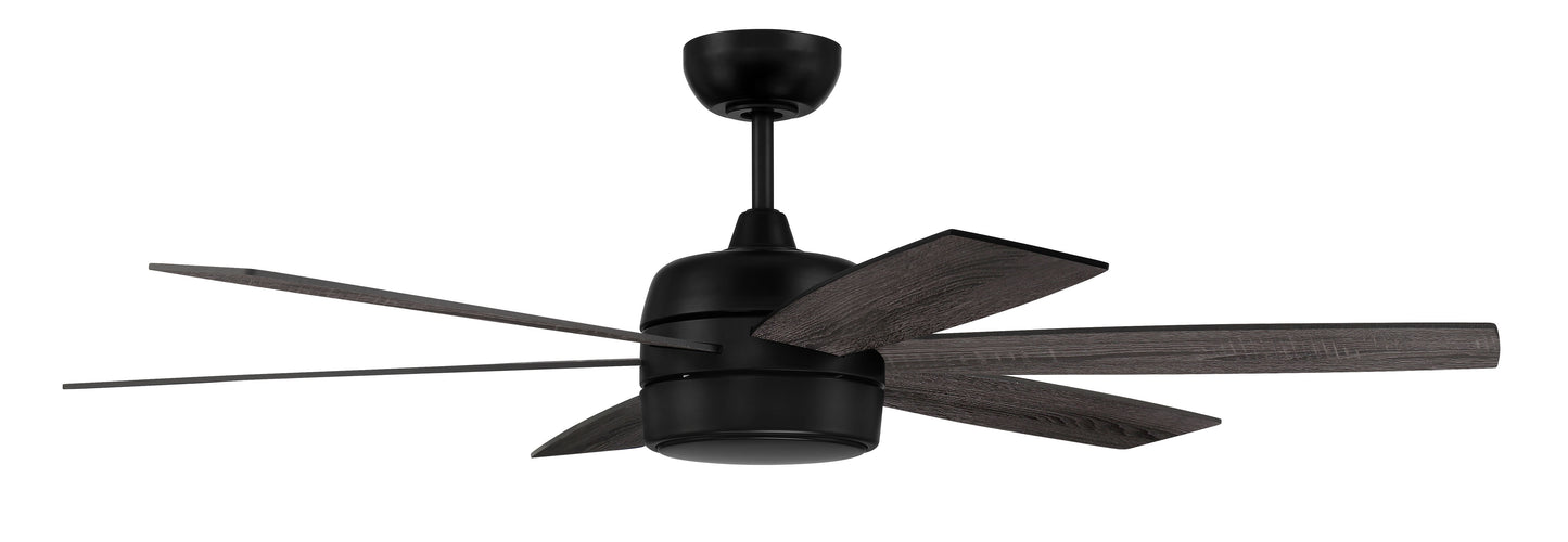 TRV52FB6-NWF - Trevor 52" Indoor/Outdoor Ceiling Fan with no Wifi 52" 6 Blade Indoor Outdoor Ceiling Fan with Light Kit - Flat Black