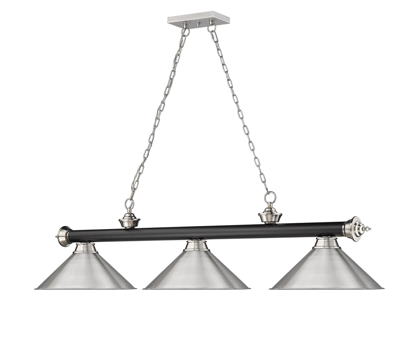 2306-3MB-BN-BN15 - Cordon 3 Light 57" Billiard - Matte Black / Brushed Nickel