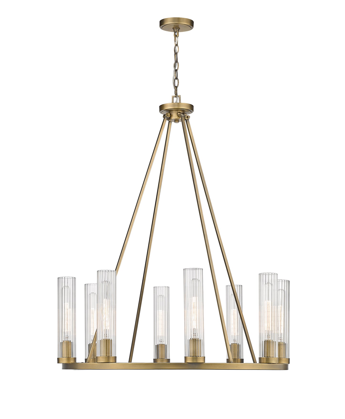 3031-8RB - Beau 8 Light 33" Chandelier - Rubbed Brass