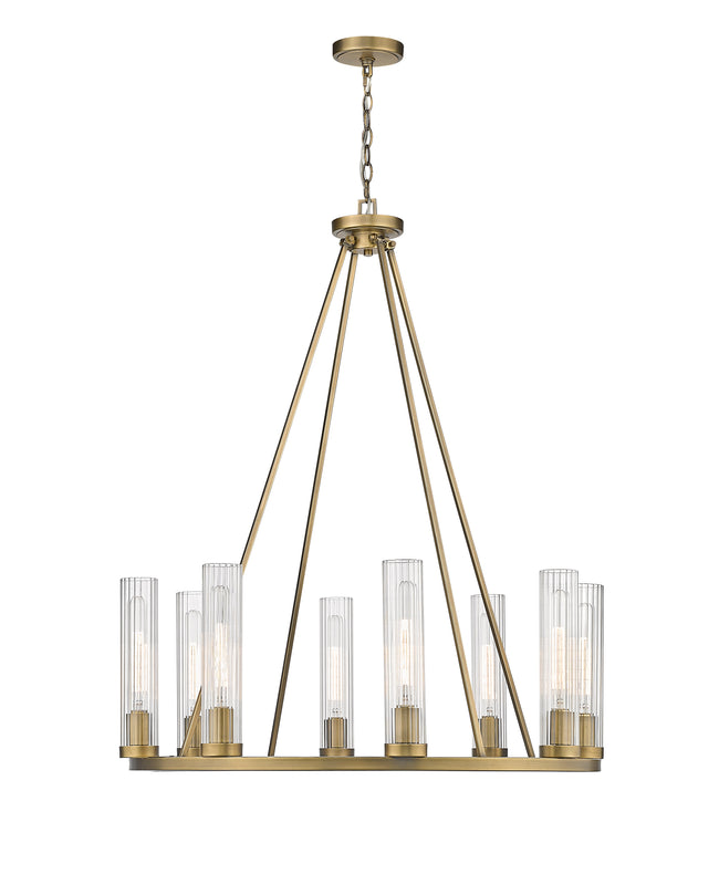 3031-8RB - Beau 8 Light 33" Chandelier - Rubbed Brass