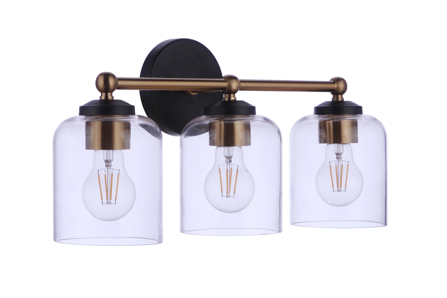 18719FBSB3 - Coppa 3 Light 18" Wide Vanity Light - Flat Black / Satin Brass