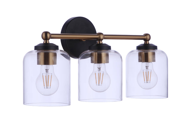 18719FBSB3 - Coppa 3 Light 18" Wide Vanity Light - Flat Black / Satin Brass