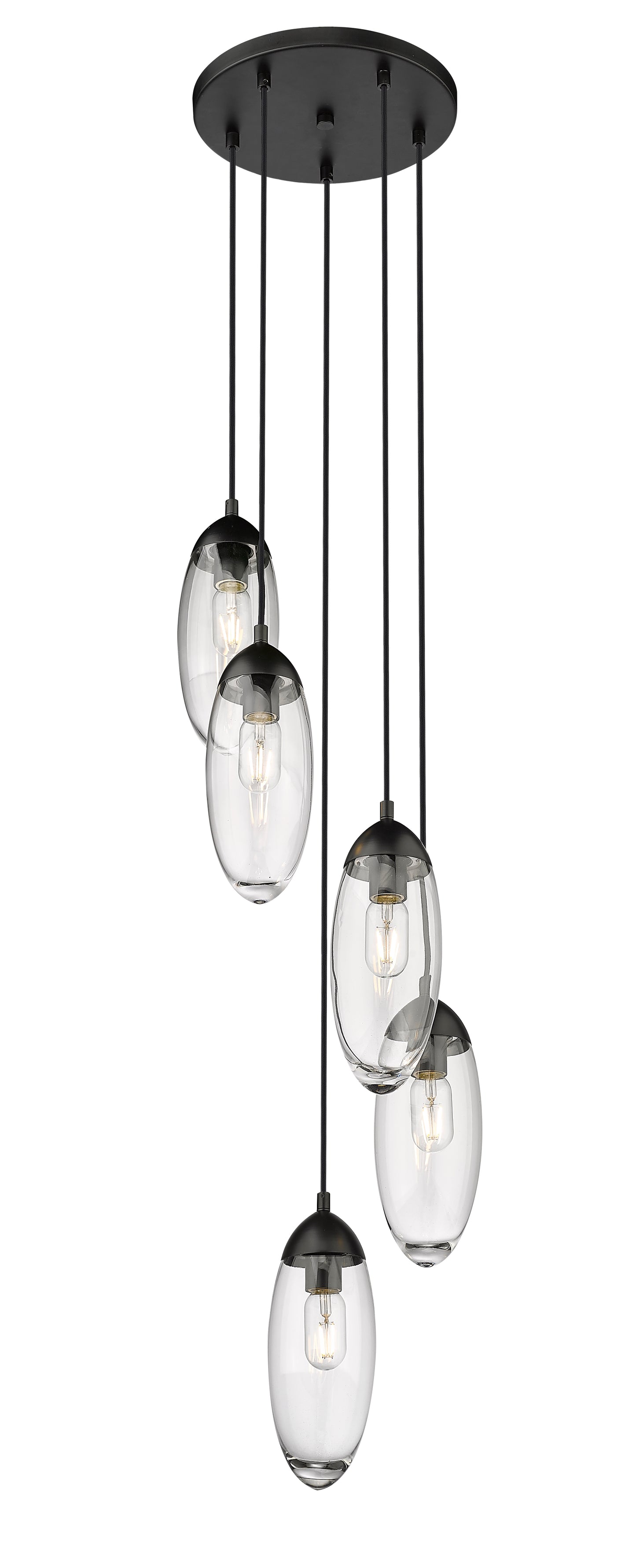 651P-5R-MB - Arden 5 Light 12" Chandelier - Matte Black