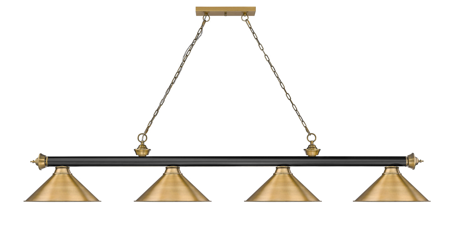 2306-4MB-RB-RB15 - Cordon 4 Light 81" Billiard - Matte Black / Rubbed Brass