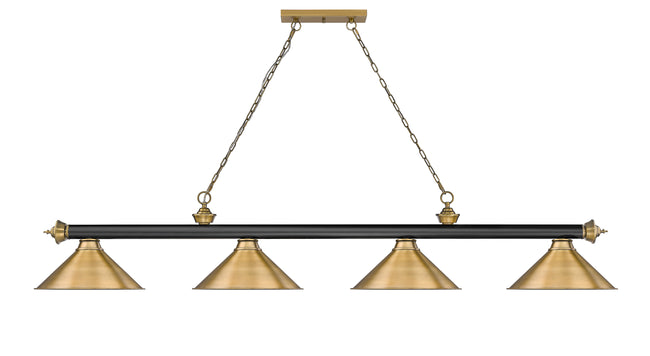 2306-4MB-RB-RB15 - Cordon 4 Light 81" Billiard - Matte Black / Rubbed Brass