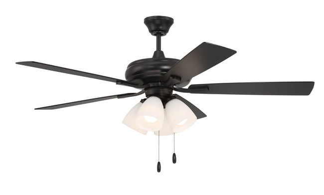ECF114FB5-FBGW - Eos Frost 4 Light 52" 5 Blade Ceiling Fan with Light Kit - Flat Black
