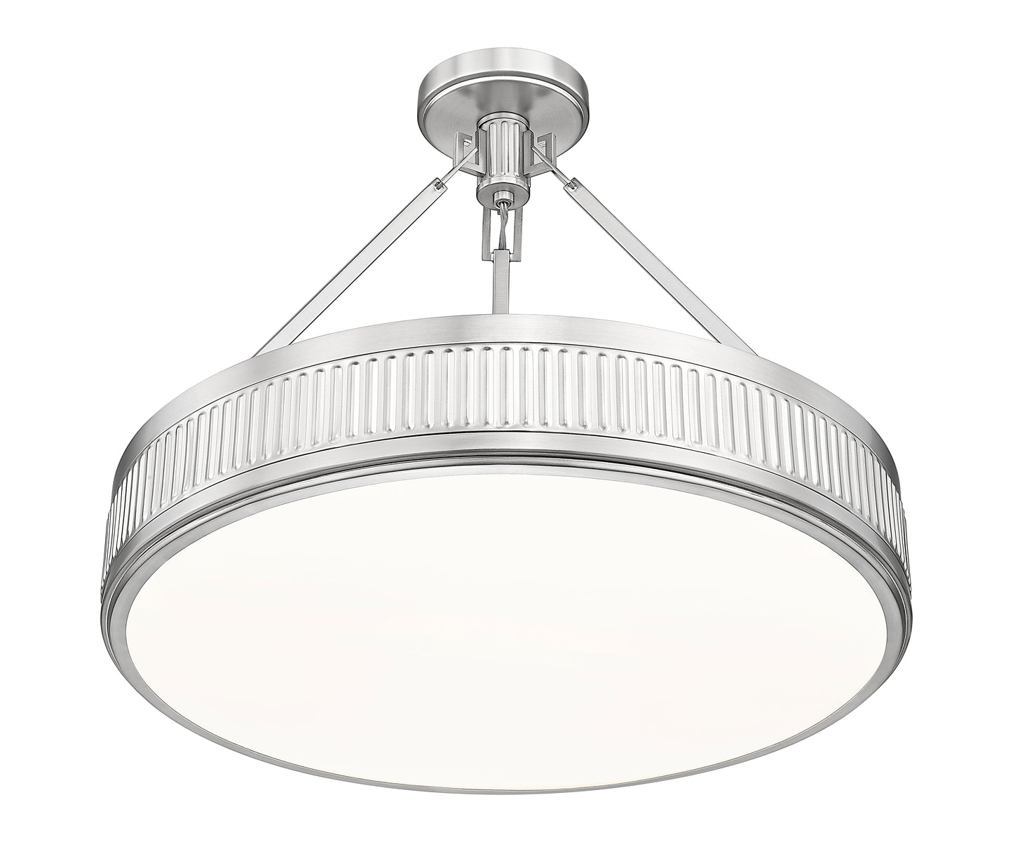 3046SF22-SN-LED - Quinn 3 Light Semi Flush 22" Mount - Satin Nickel