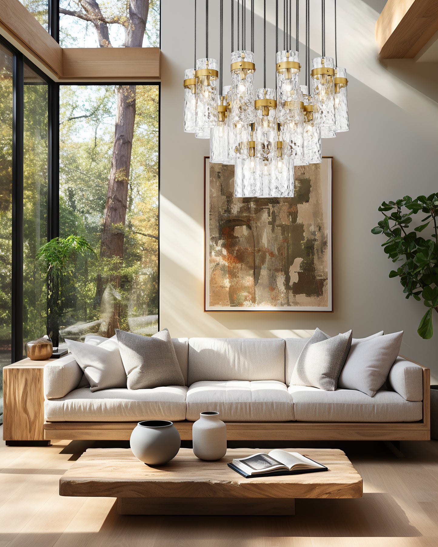 7002P5-27R-RB - Fontaine 27 Light 40" Chandelier - Rubbed Brass
