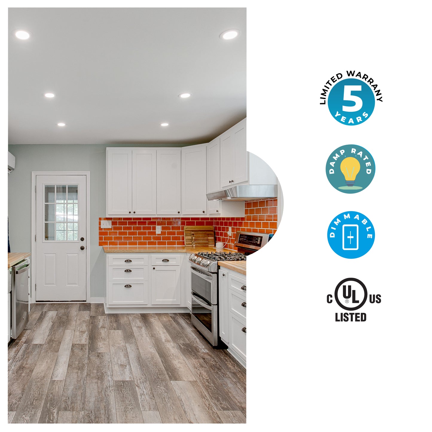 773260 - 14 Watt LED 6" RECESSED DOWNLIGHT W/ METAL JBOX & BAFFLE WHITE ROUND DIMMABLE 90CRI 2700K 120V-2PK - 2 Pack