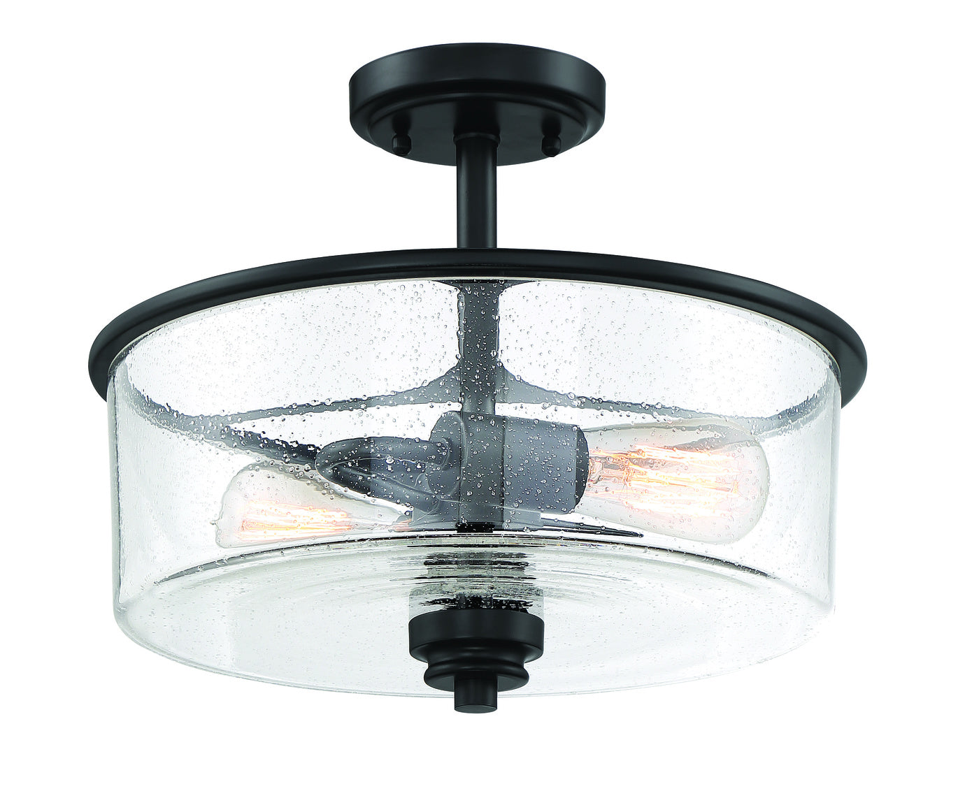 50552-FB - Bolden 2 Light 15" High Semi Flush Mount - Flat Black