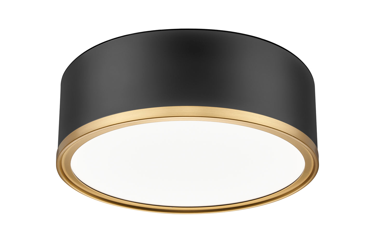 1018F12-MB-MGLD-LED - Bradley 1 Light Flush 12" Mount - Matte Black / Modern Gold