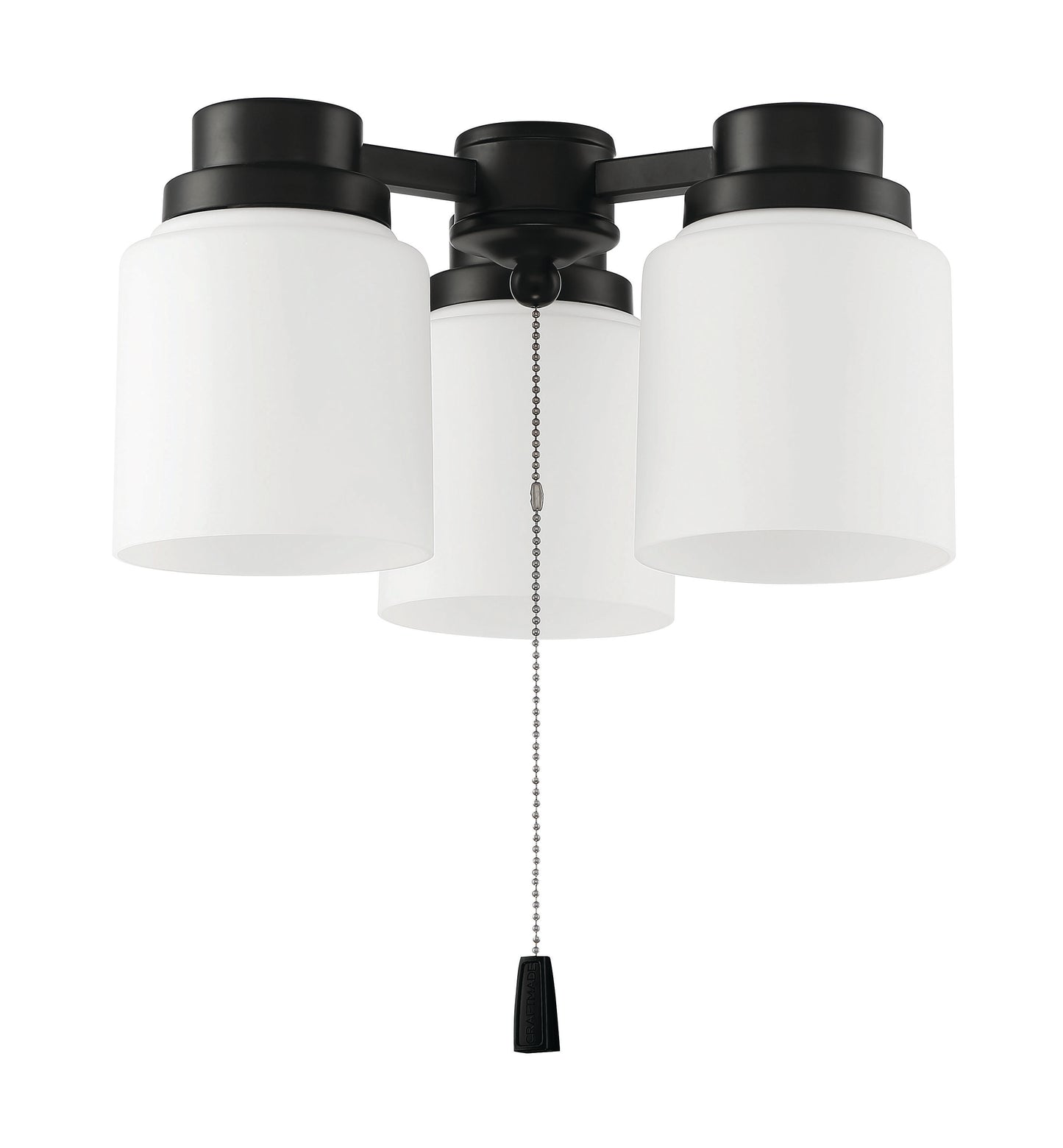 LK301102-FB-WG-LED - 3 Light Universal Energy Star Fan Light Kit in Flat Black w White Glass
