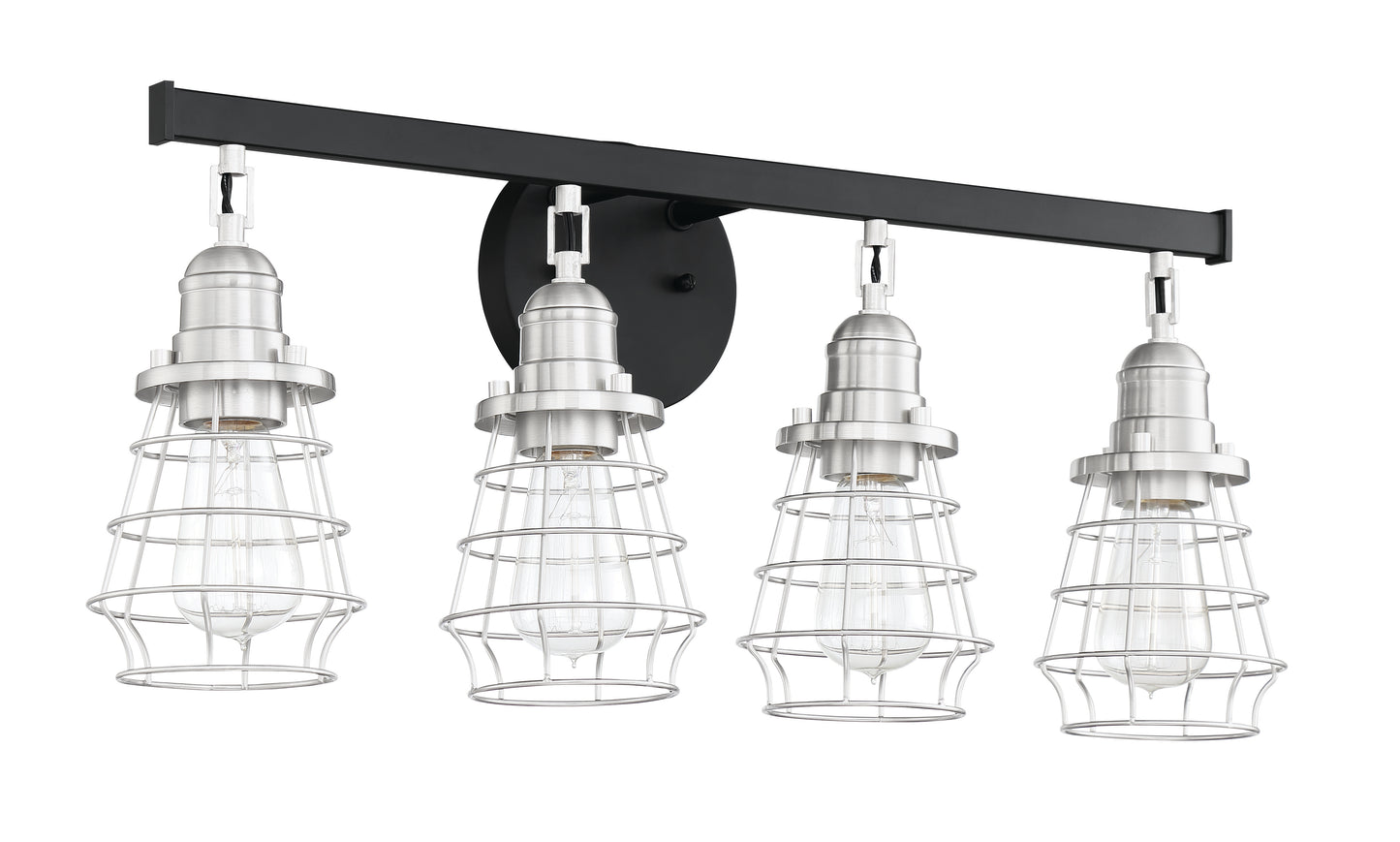 50604-FBBNK - Thatcher 4 Light 26" Wide Vanity Light - Flat Black / Brushed Polished Nickel