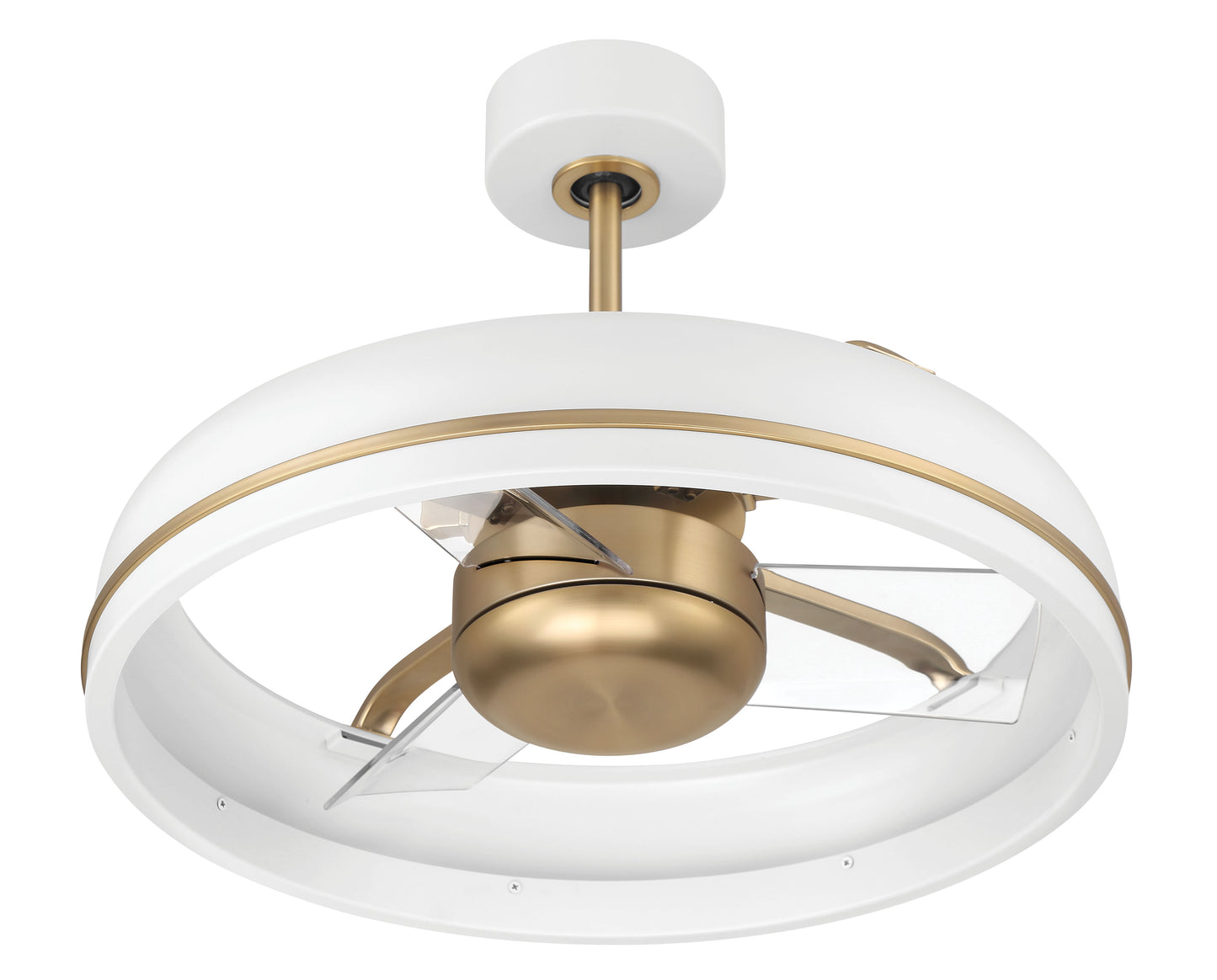TYL24WSB3-NWF - Taylor 18" Fandelier no Wifi 20" 3 Blade Indoor Outdoor Ceiling Fan with Light Kit - White / Satin Brass