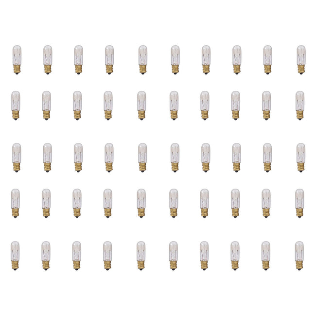 708106 - Dimmable Clear T4 Incandescent Candelabra Light Bulb - 6 Watt - 2700K - 50 Pack