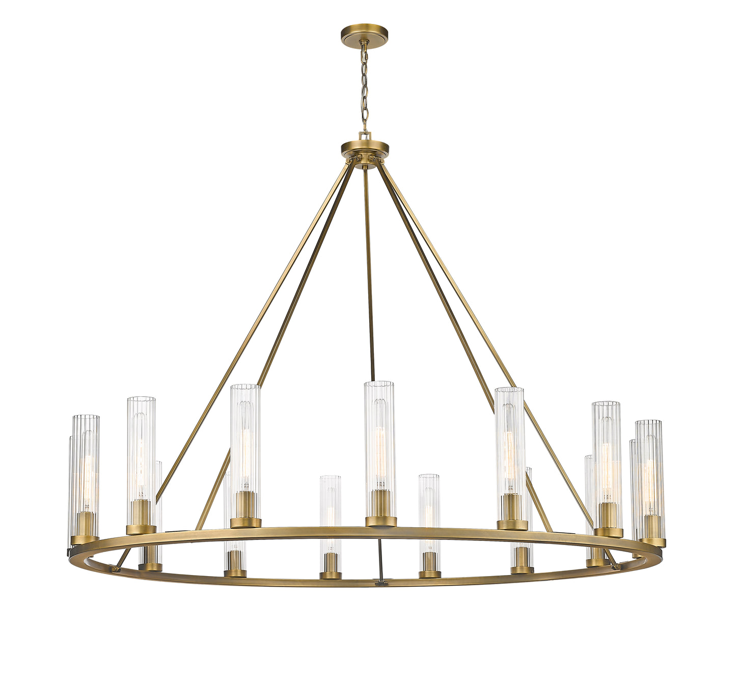 3031-15RB - Beau 15 Light 60" Chandelier - Rubbed Brass