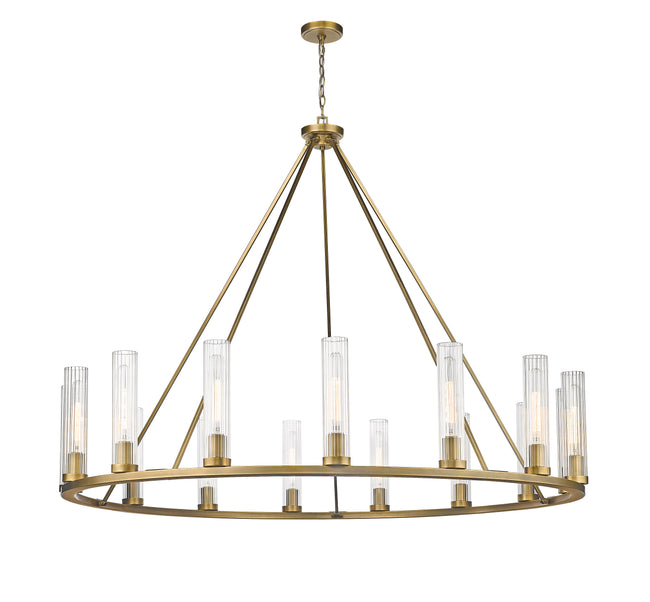 3031-15RB - Beau 15 Light 60" Chandelier - Rubbed Brass