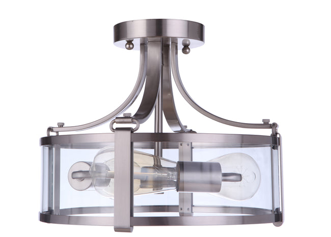 55353-BNK - Elliot 3 Light 13" Wide Semi Flush Mount - Brushed Nickel