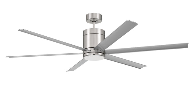 TTE65BNK6 - Tate 65" 6 Blade Indoor Outdoor Ceiling Fan with Light Kit - Brushed Nickel