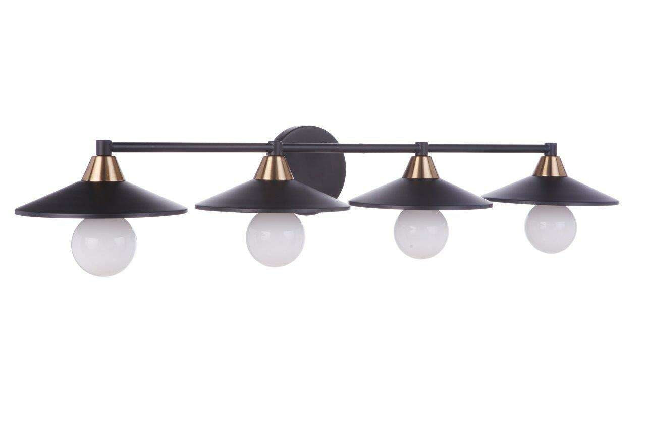 12537FBSB4 - Isaac 4 Light 36" Wide Vanity Light - Flat Black / Satin Brass
