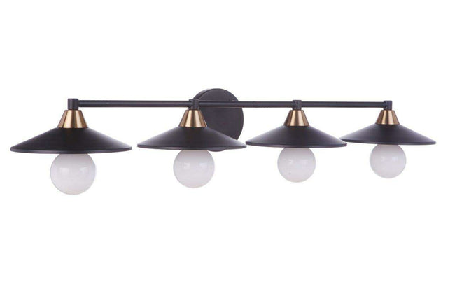12537FBSB4 - Isaac 4 Light 36" Wide Vanity Light - Flat Black / Satin Brass