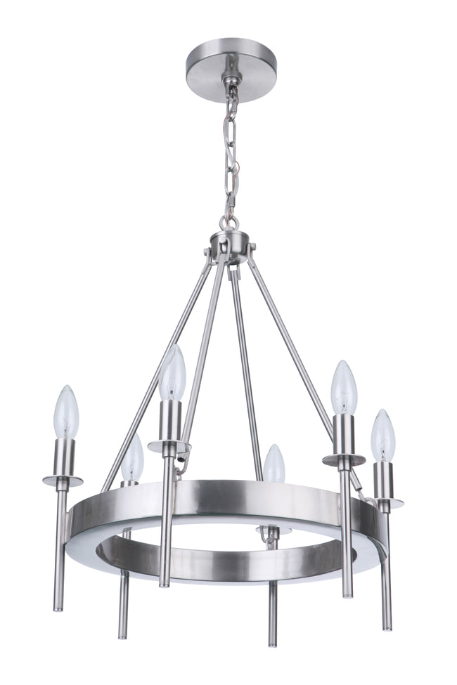 54326-BNK - Larrson 6 Light 18" Wide Chandelier - Brushed Nickel