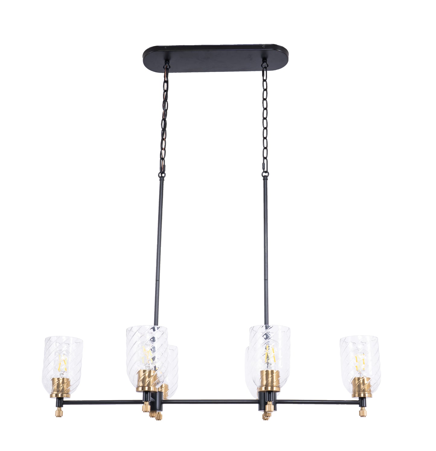60376-FBSB-C - Council 6 Light 15" Wide Island Light - Flat Black / Satin Brass