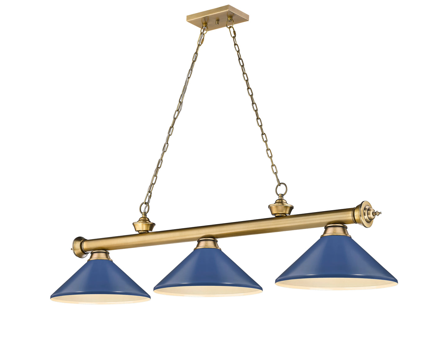 2306-3RB-MNB - Cordon 3 Light 58" Billiard - Rubbed Brass