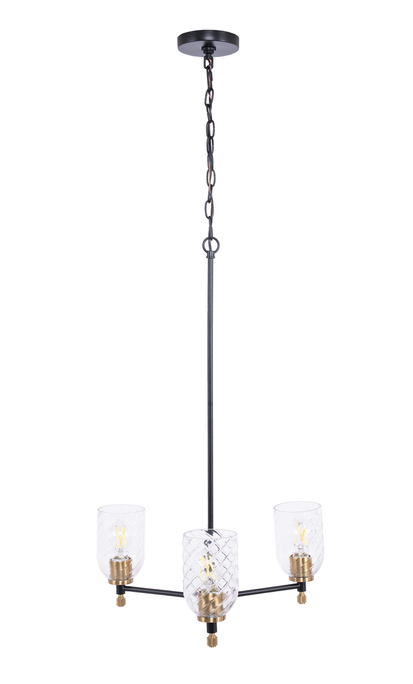 60323-FBSB-C - Council 3 Light 22" Wide Chandelier - Flat Black / Satin Brass