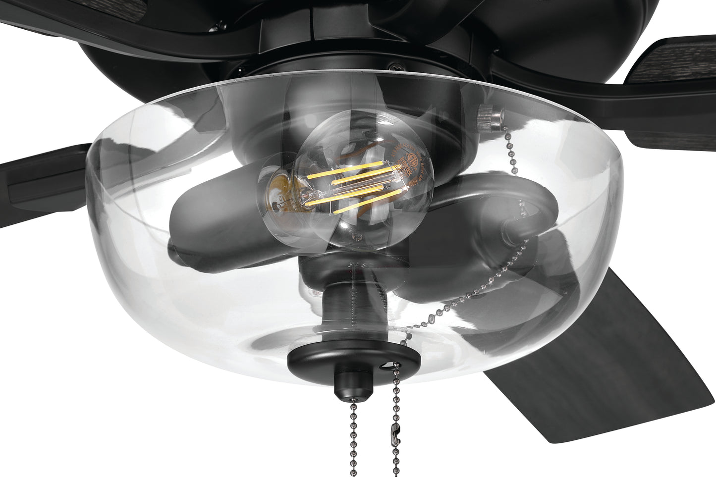 ECF201FB5-FBGW - EOS 2 Light Clear Bowl 52" Ceiling Fan 52" 5 Blade Ceiling Fan with Light Kit - Flat Black