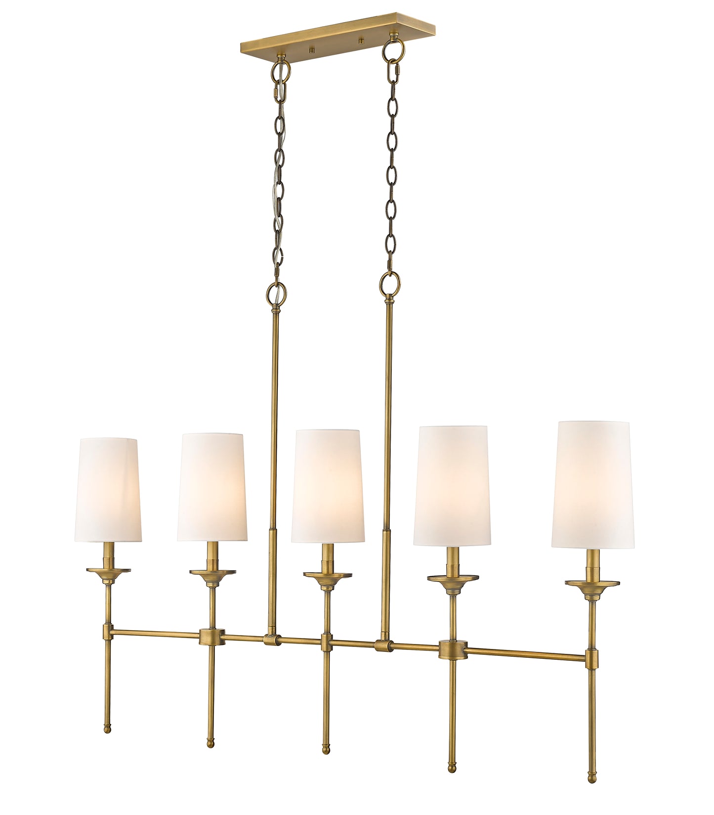 3033-5L-RB - Emily 5 Light Linear 51" Chandelier - Rubbed Brass