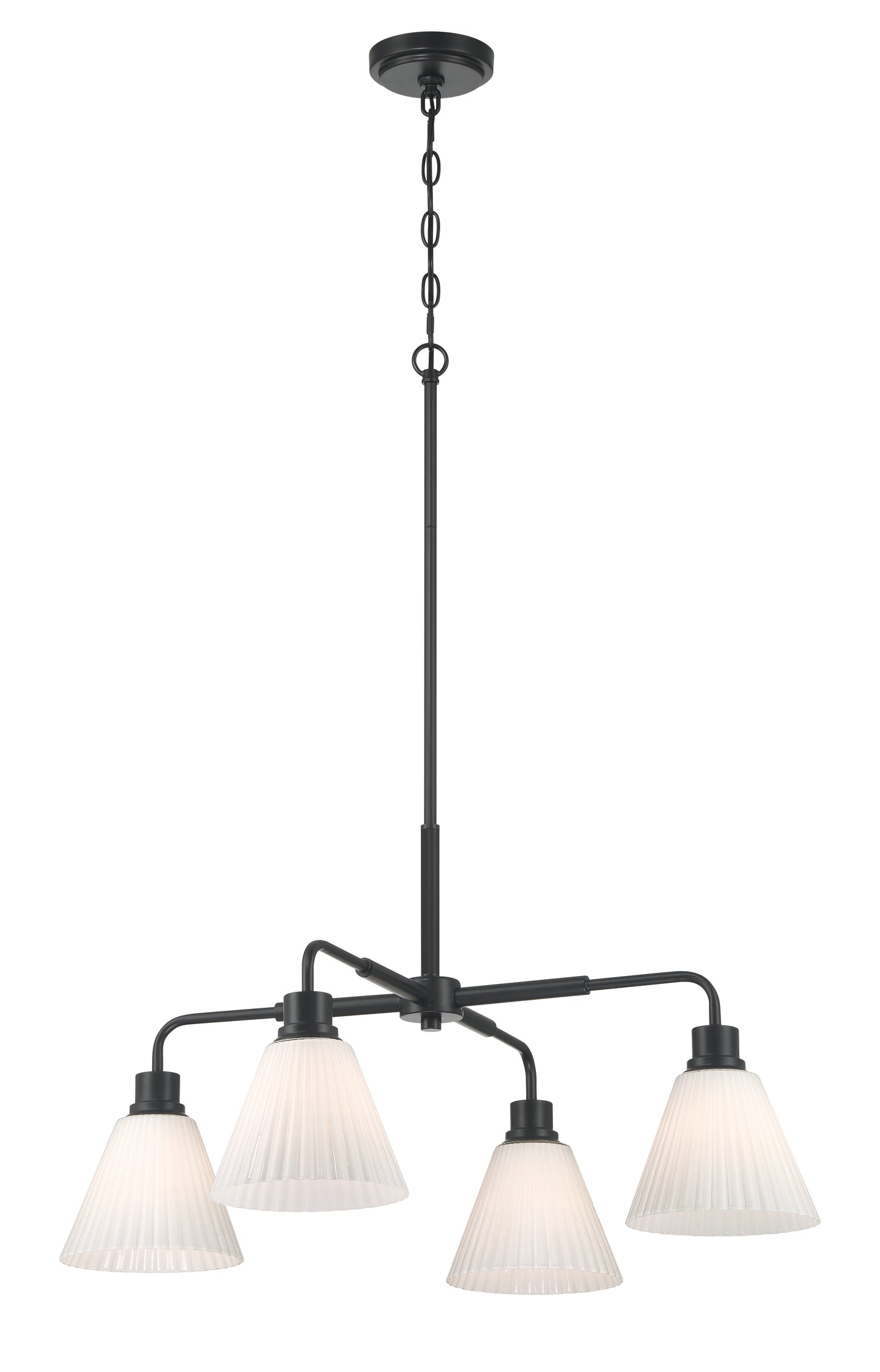 62324-FB - Pleated II 4 Light 30" Wide Chandelier - Flat Black