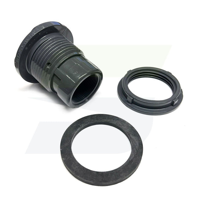 8171-015 - PVC Bulkhead Tank Adapter, Schedule 80, Gray, 1-1/2" Socket x NPT Female