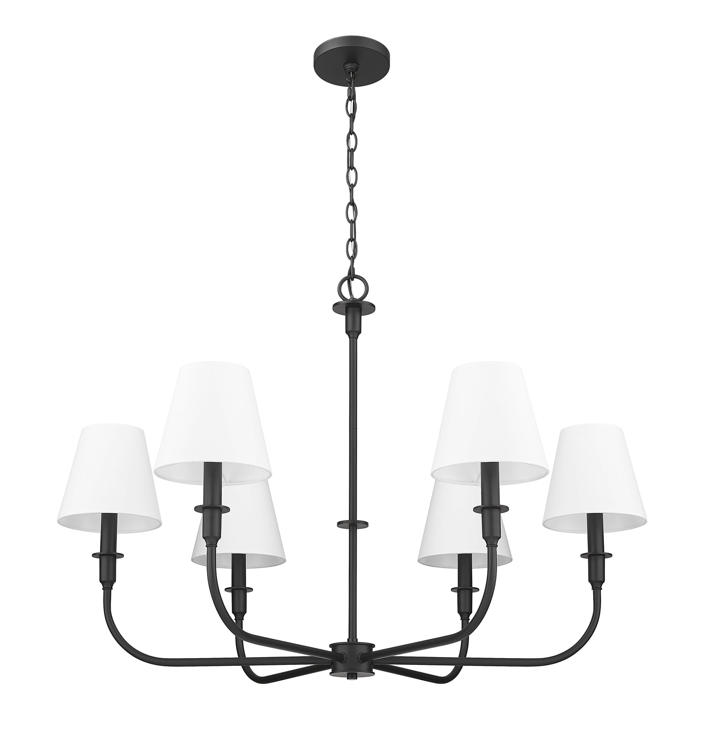 3049-32MB - Tova 6 Light 36" Chandelier - Matte Black
