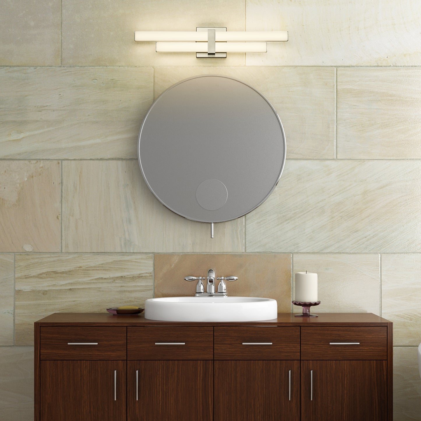 1008-25W-BN-LED - Zane 2 Light 25" Vanity - Brushed Nickel