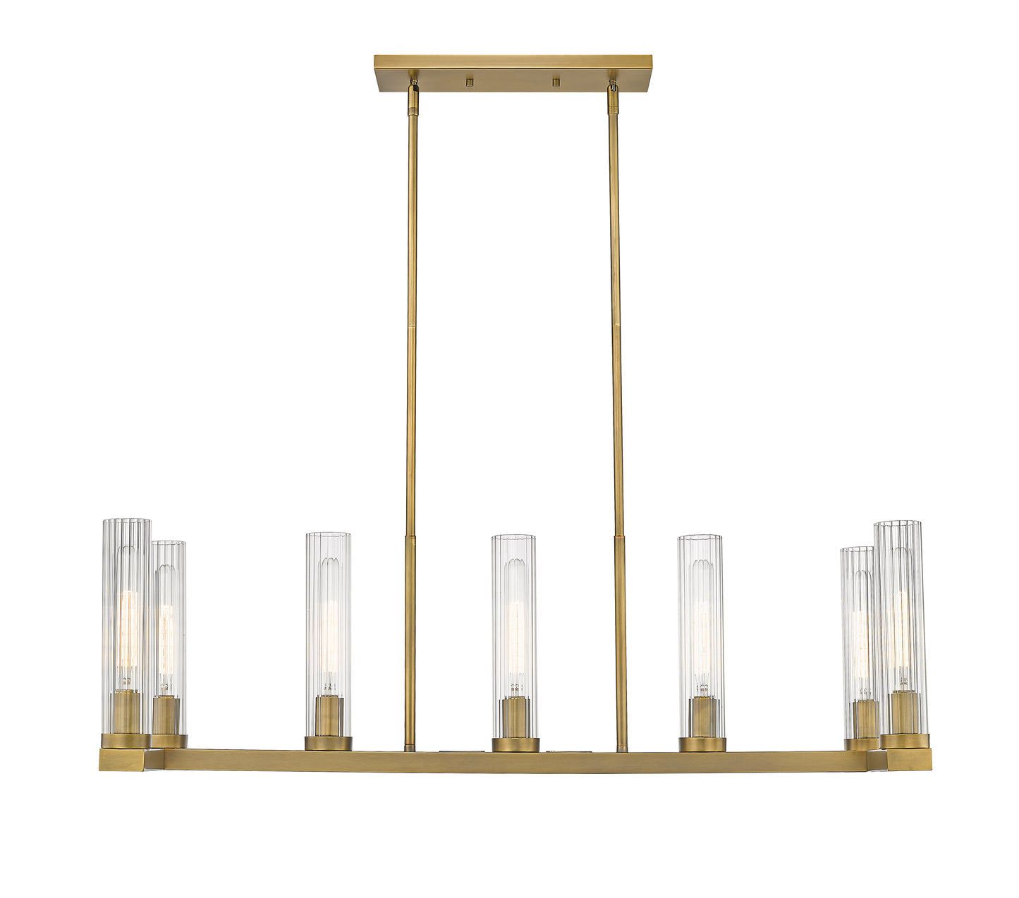 3031-7L-RB - Beau 7 Light Linear 44" Chandelier - Rubbed Brass