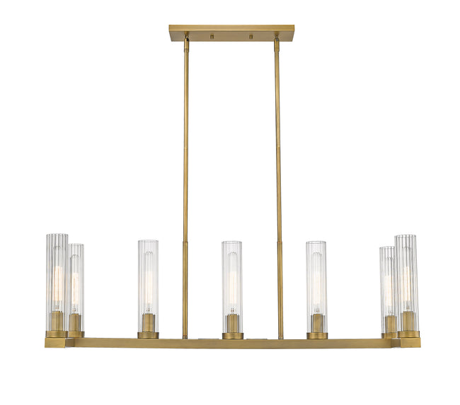 3031-7L-RB - Beau 7 Light Linear 44" Chandelier - Rubbed Brass