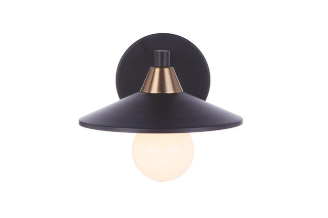 12508FBSB1 - Isaac 1 Light 5.12" High Wall Sconce - Flat Black / Satin Brass