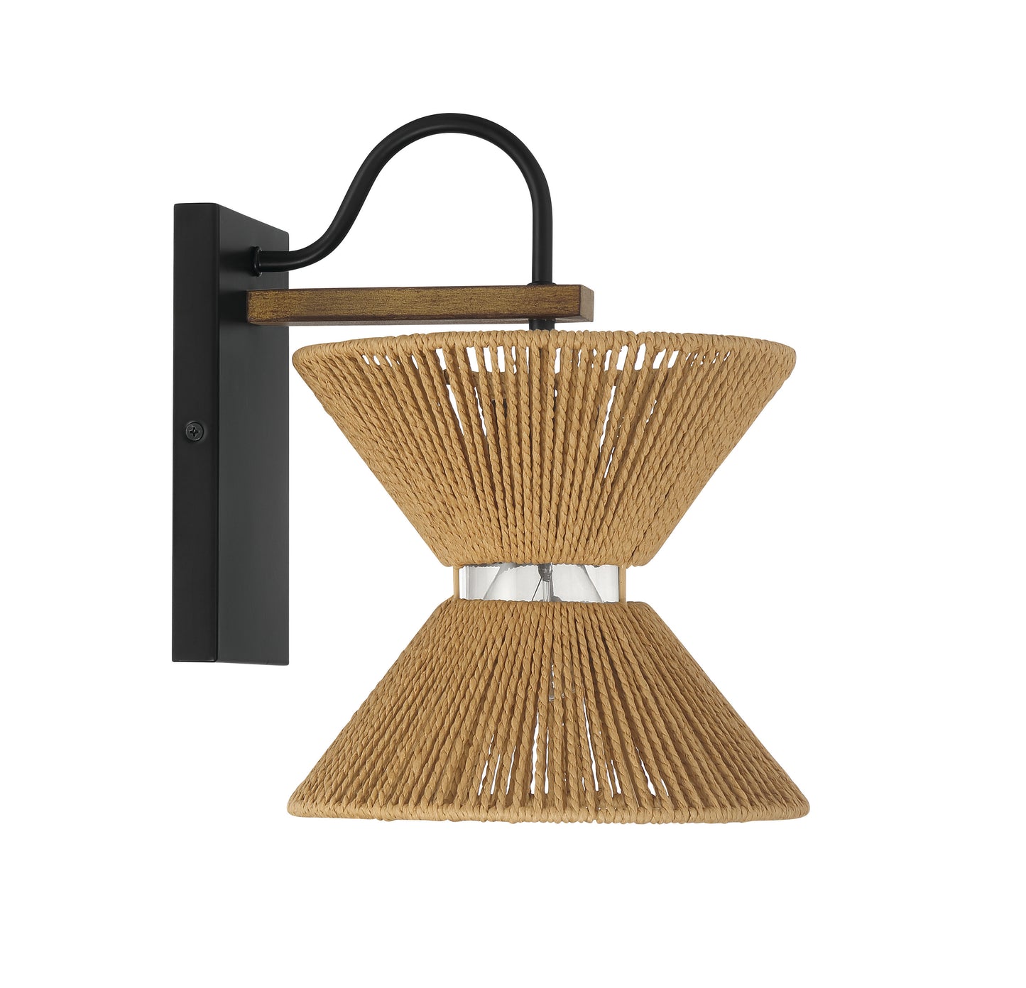 58561-FBWAL - Serena 1 Light 12.13" High Wall Sconce - Flat Black / Walnut