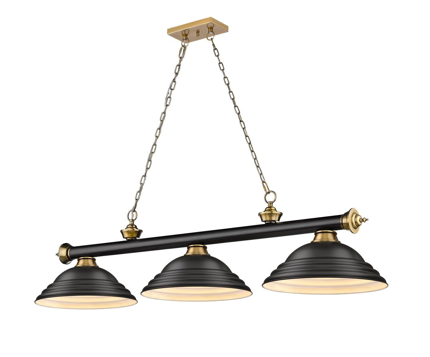 2306-3MB-RB-SMB - Cordon 3 Light 58" Billiard - Matte Black / Rubbed Brass
