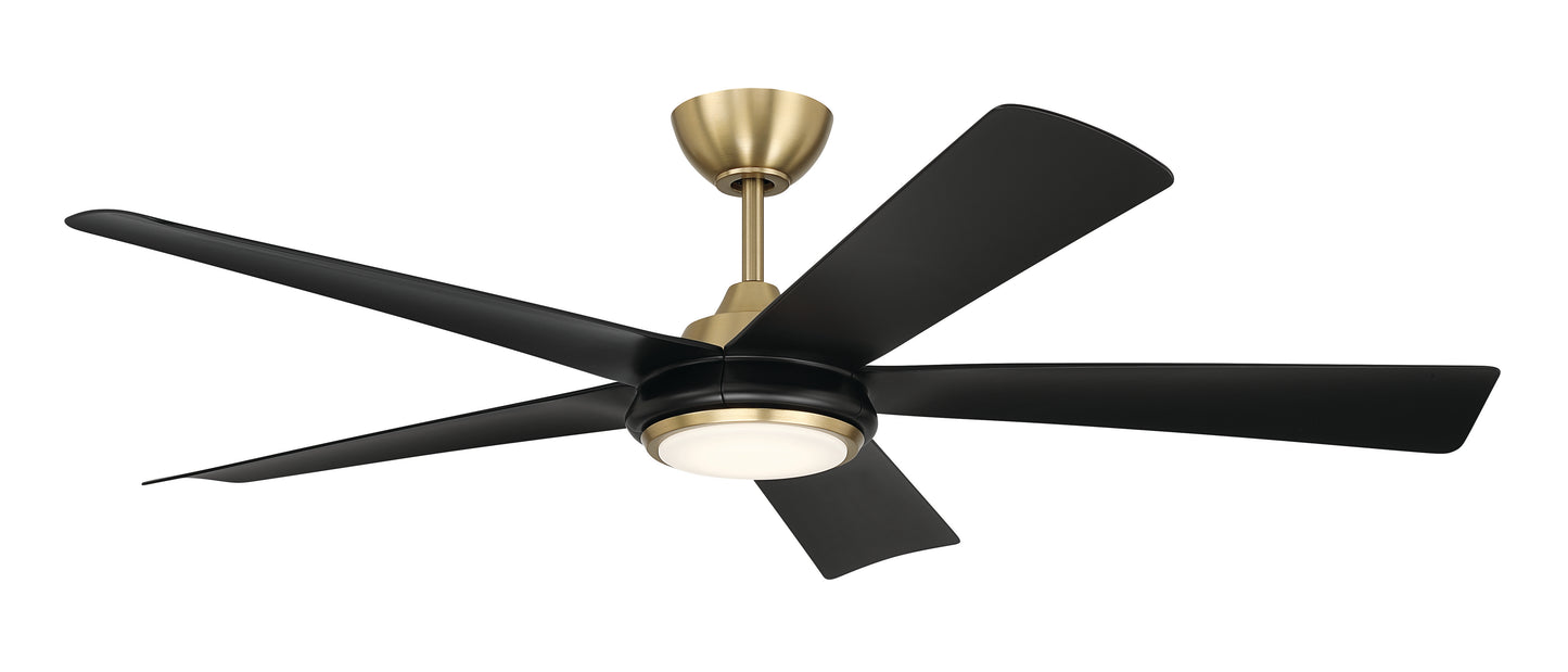 FRY52SBFB5 - Frye 52" 5-Blade Indoor ceiling Fan 52" 5 Blade Ceiling Fan with Light Kit - Satin Brass