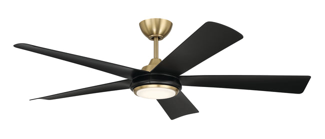 FRY52SBFB5 - Frye 52" 5-Blade Indoor ceiling Fan 52" 5 Blade Ceiling Fan with Light Kit - Satin Brass