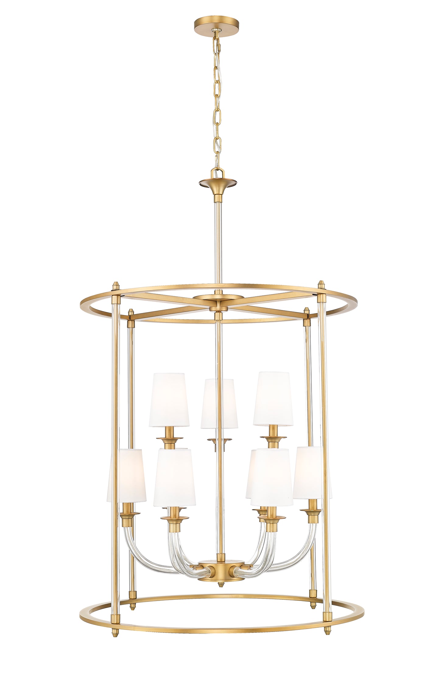 1950-9C-RB - Katerina 9 Light 28" Chandelier - Rubbed Brass