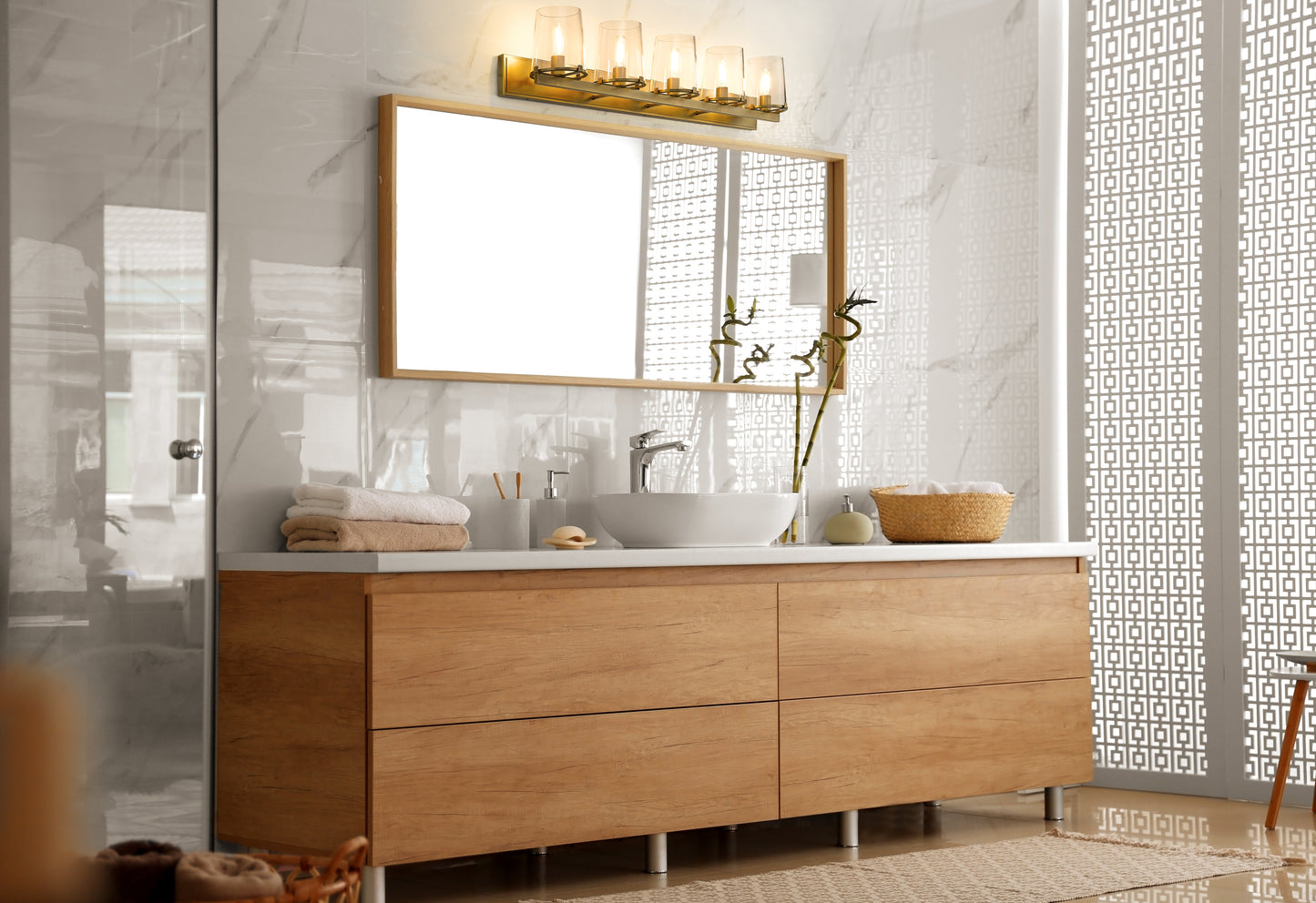 3032-5V-RB - Callista 5 Light 47" Vanity - Rubbed Brass