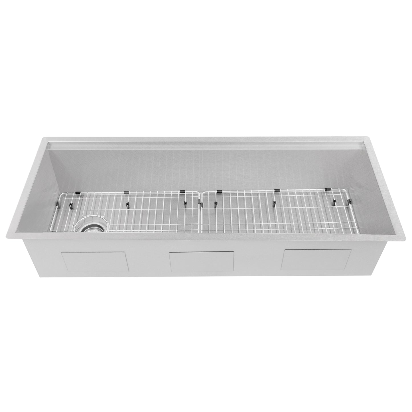SLS-43S - 43" Garmisch Undermount Single Bowl Satin Stainless Steel Kitchen Sink with Bottom Grid and Accessories
