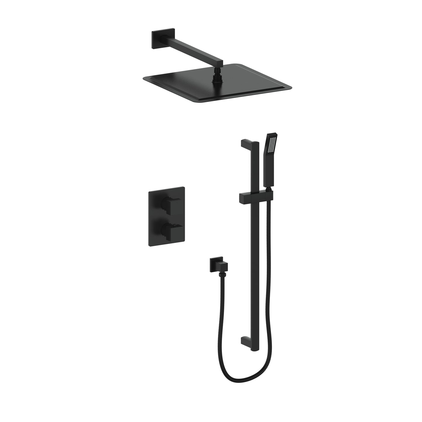 CBY-SHS-T2-MB - Autograph Edition Crystal Bay Thermostatic Shower System in Matte Black