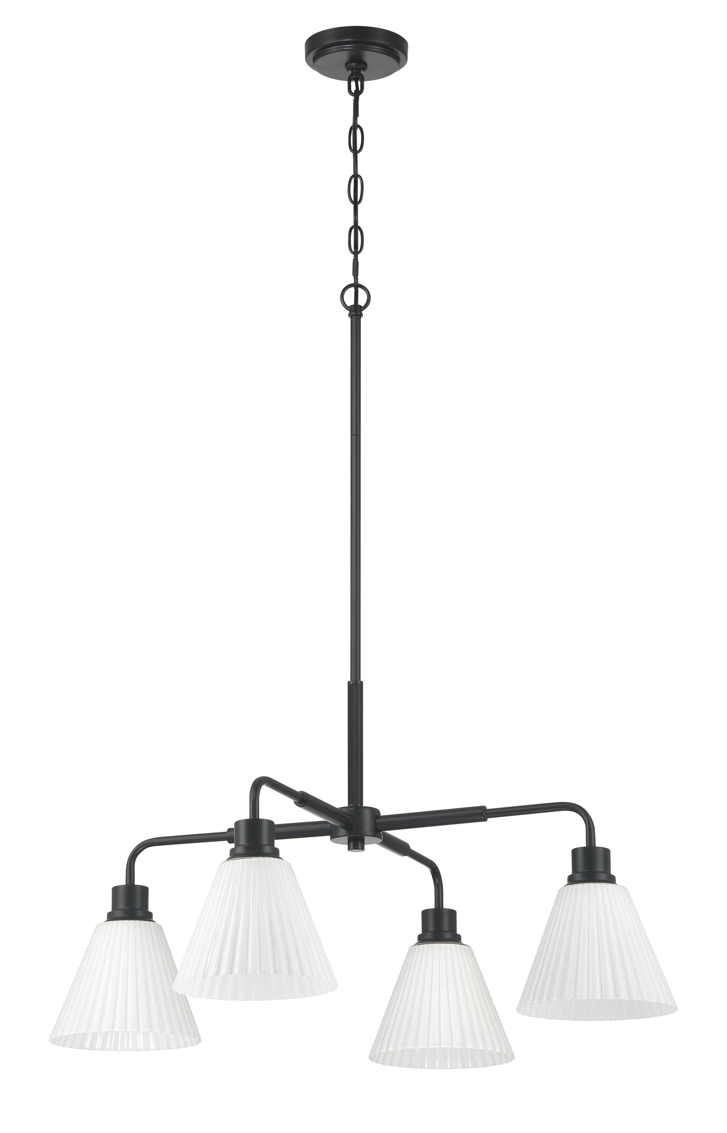 62324-FB - Pleated II 4 Light 30" Wide Chandelier - Flat Black