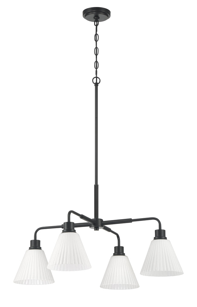 62324-FB - Pleated II 4 Light 30" Wide Chandelier - Flat Black